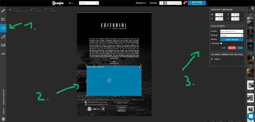 Add a video, audio, slideshow or a hyperlink