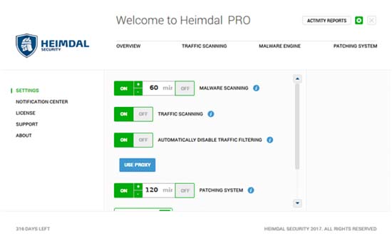 heimdal security settings