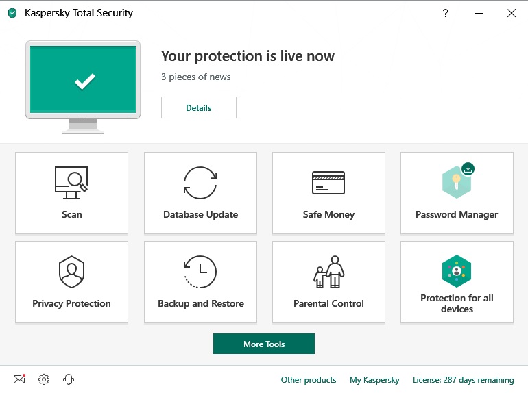 Kaspersky Total Security 2019 features