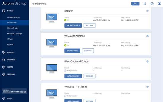 acronis backup server for windows screenshot