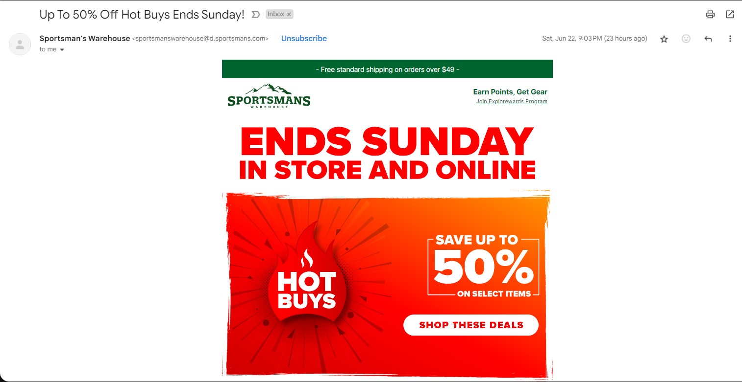 email inbox special offers