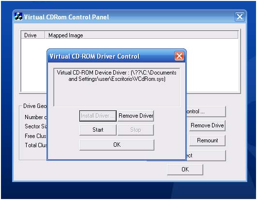 Microsoft virtual CD-ROM control panel