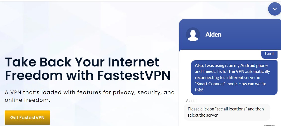 fastestvpn live chat test 2