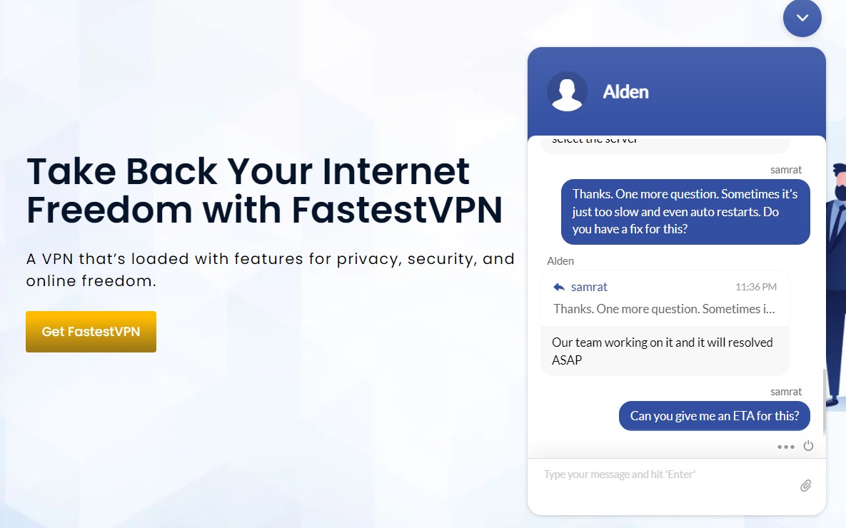 fastestvpn live chat test 3