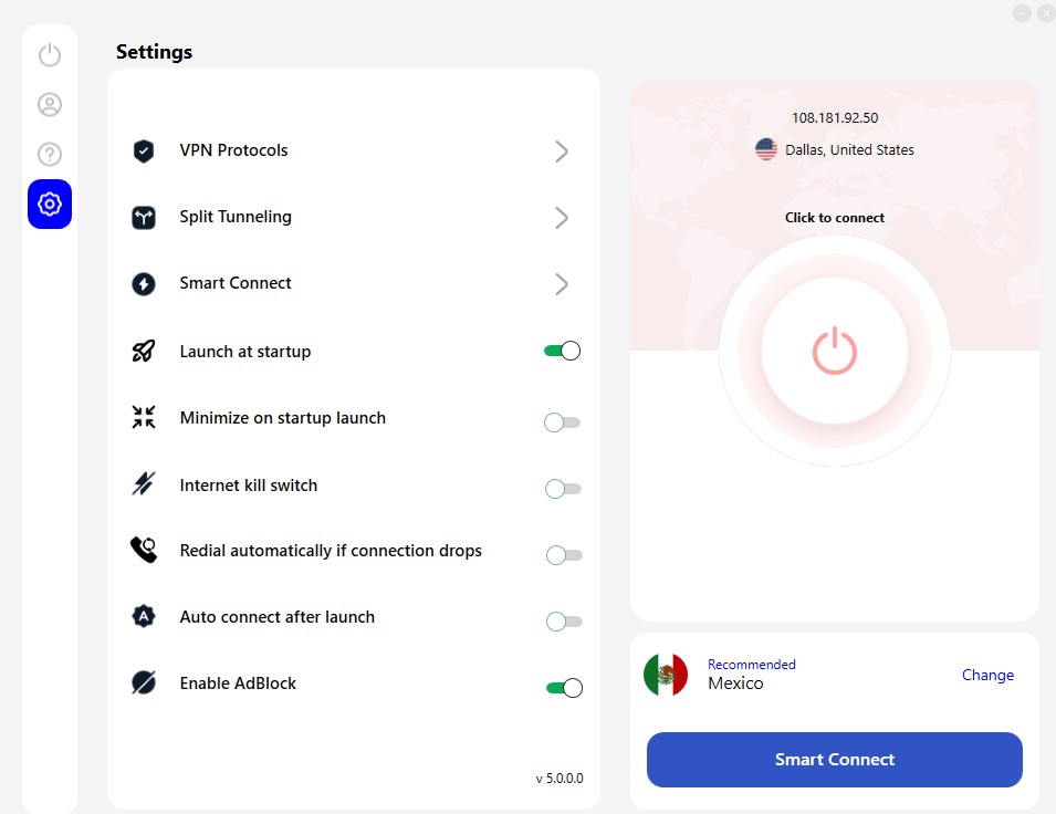 fastestvpn settings tab