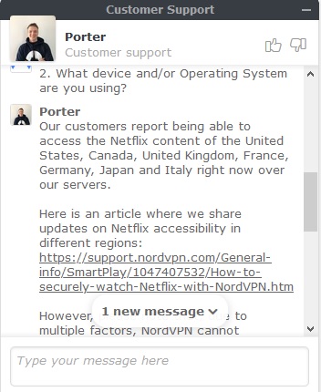 chat support with Netflix