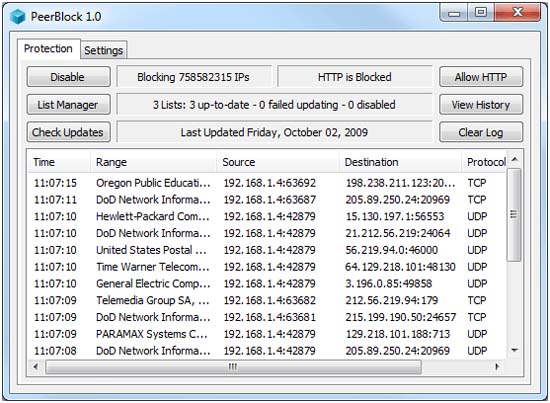 PeerBlock firewall