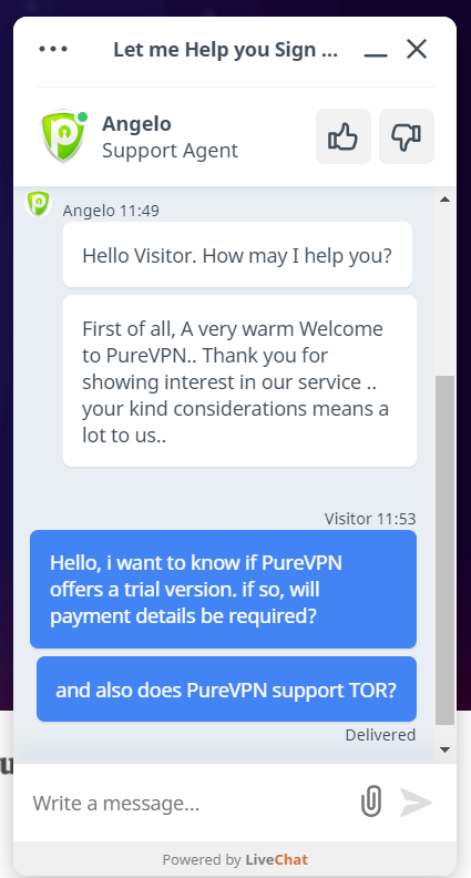 PureVPN chat 1