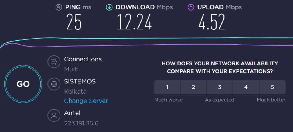 CyberGhost ISP speed without VPN