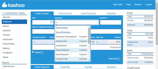 Kashoo user interface