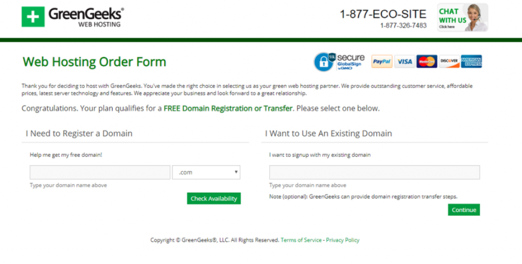 GreenGeeks tutorial step 2 register domain