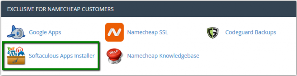 Namecheap tutorial step 5a Softaculous App Installer