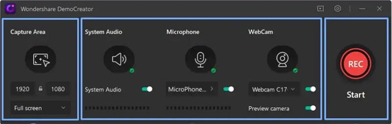 Wondershare DemoCreator capture area