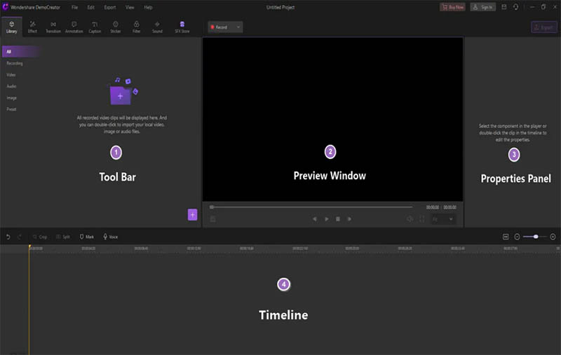 Wondershare DemoCreator video editing timeline