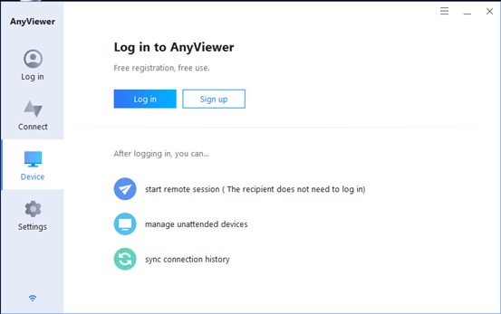 anyviewer sigin to account