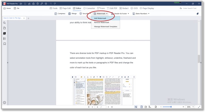 pdf reader pro for windows add watermark