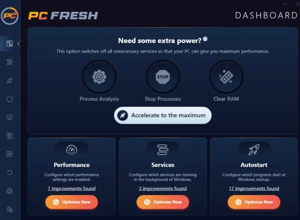 pc fresh dashboard