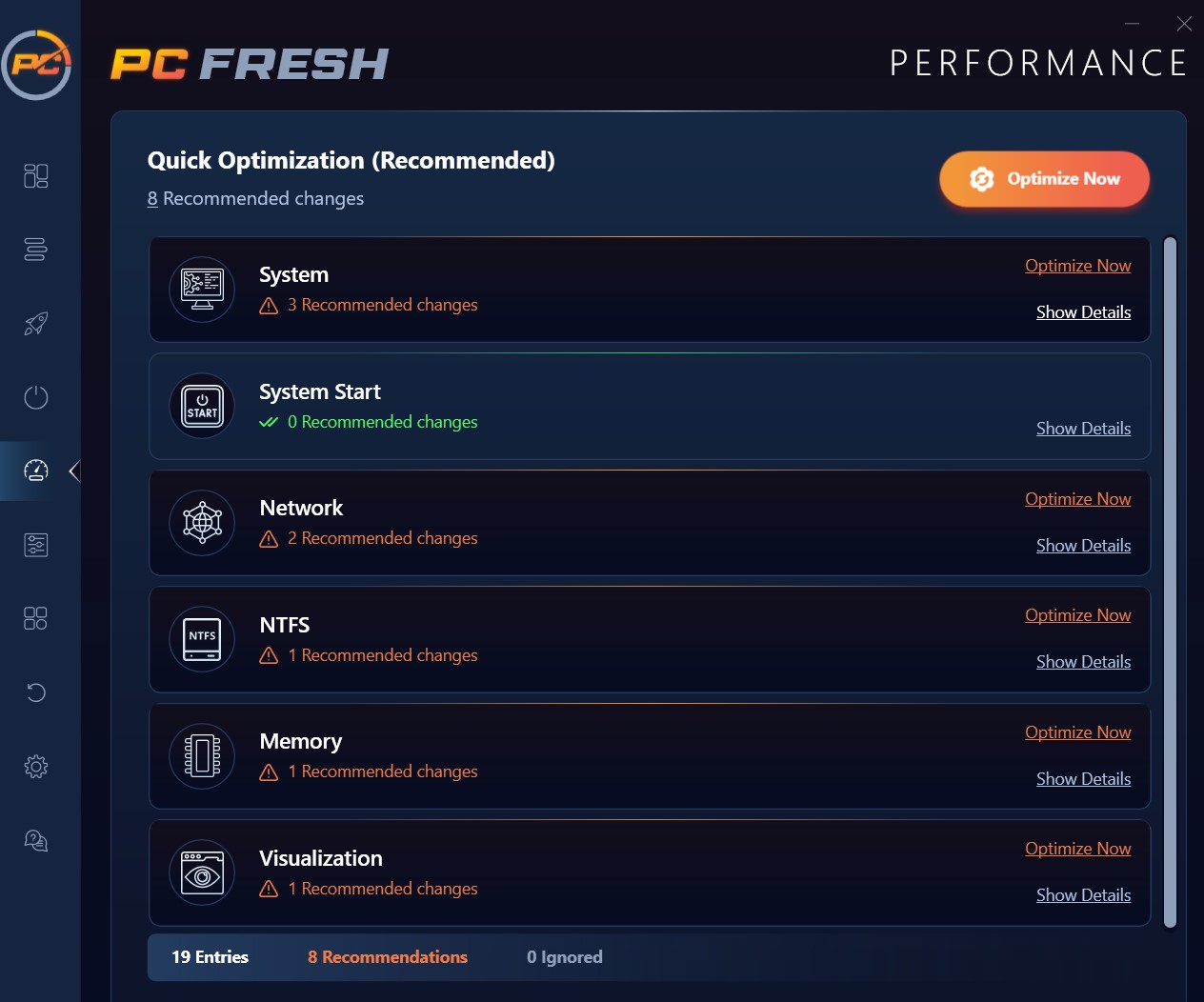 pc fresh performance options