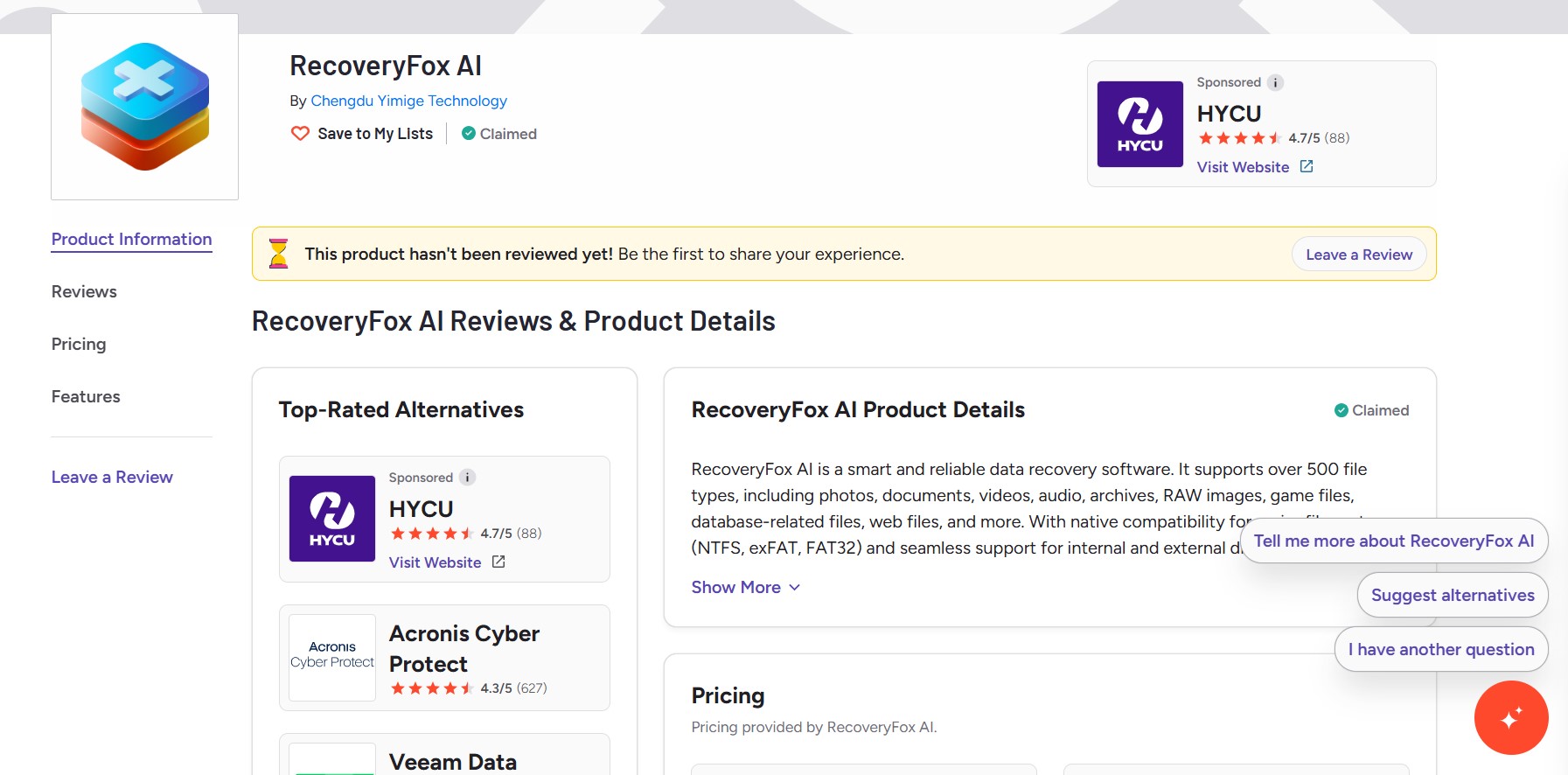 RecoveryFox AI user reviews