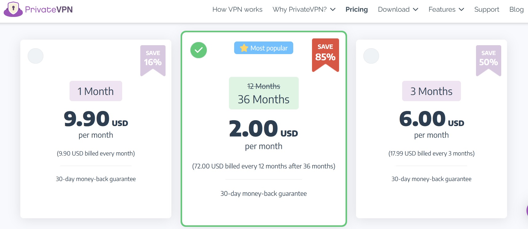 85% Off PrivateVPN discount code for 36 months plan