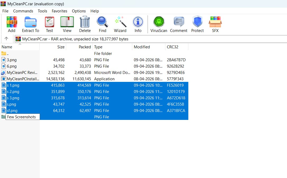 WinRAR archive splitting feature test