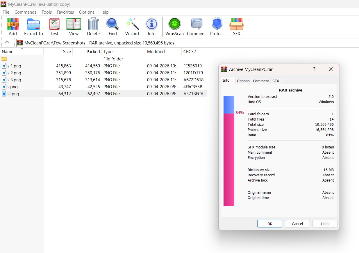 WinRAR recovery method test